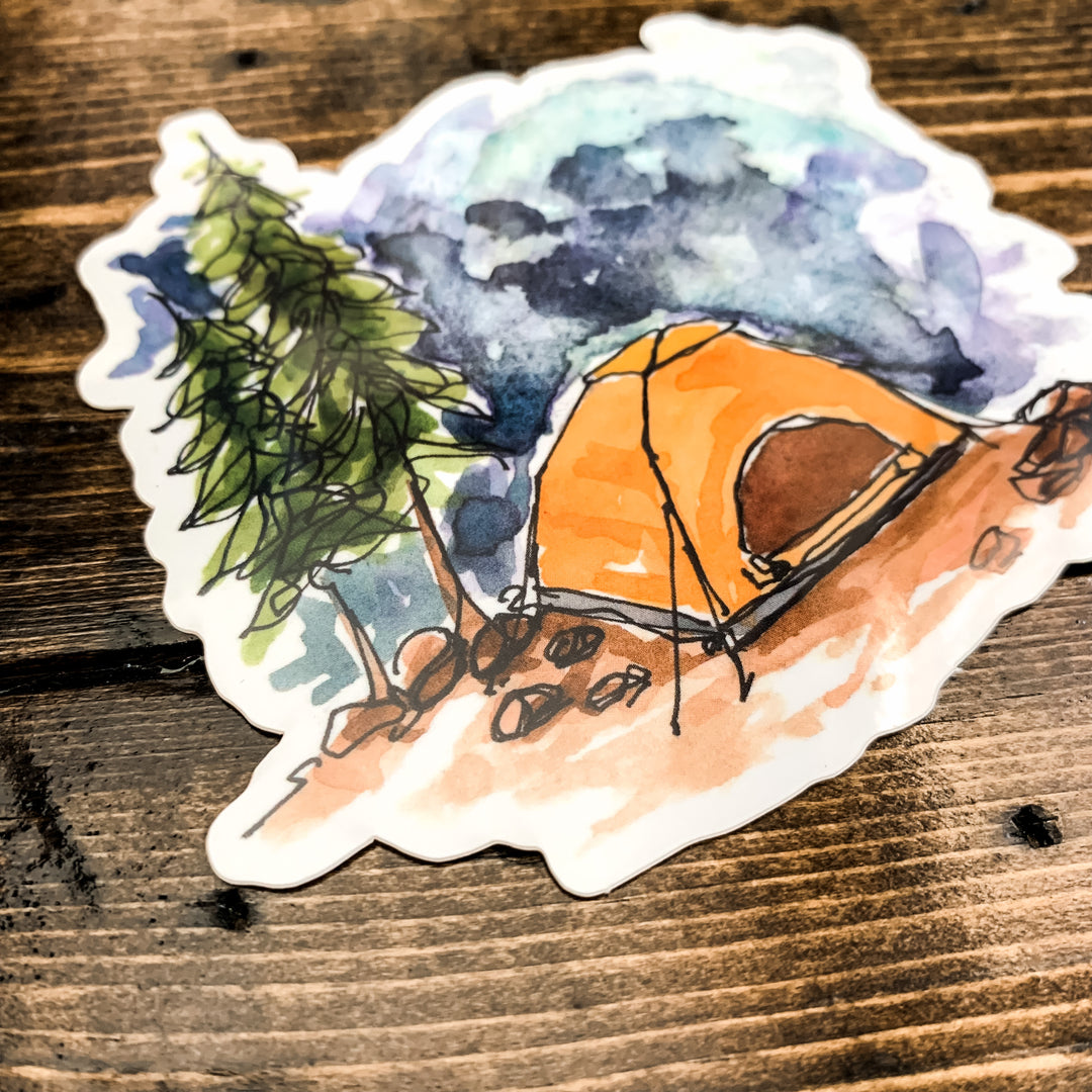 Camping Tent, Vinyl Sticker