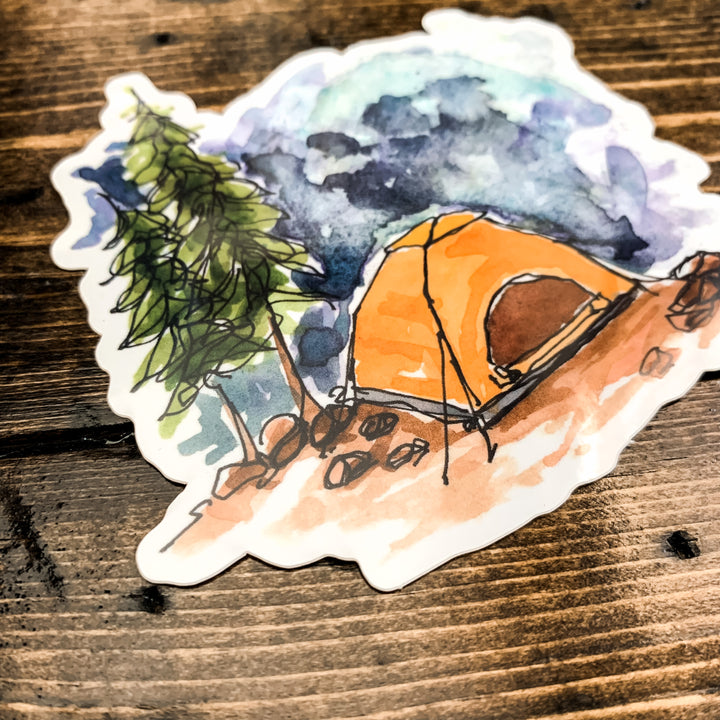 Camping Tent, Vinyl Sticker