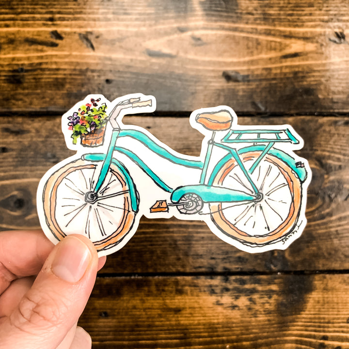 Teal Bicycle, Vinyl Sticker