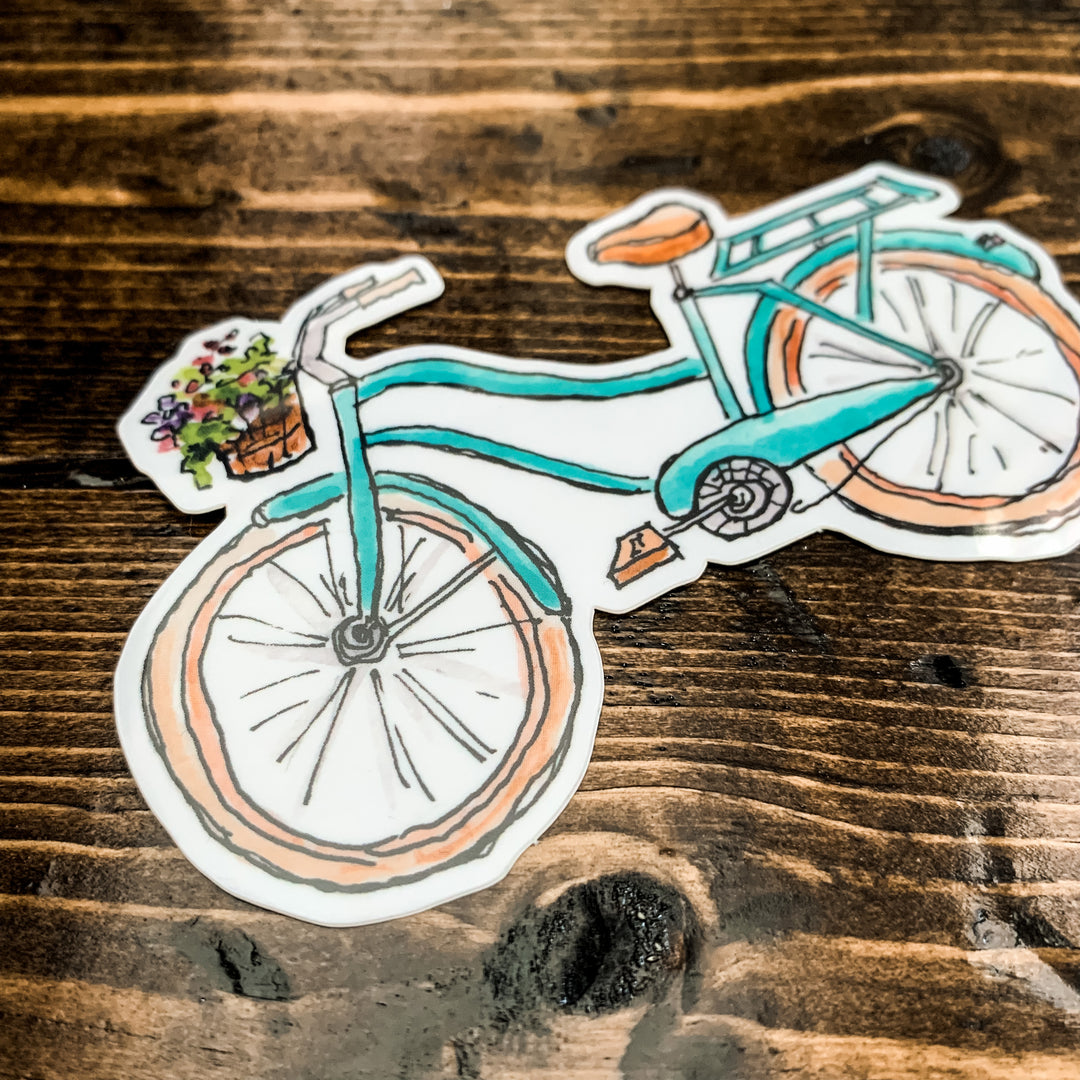 Teal Bicycle, Vinyl Sticker