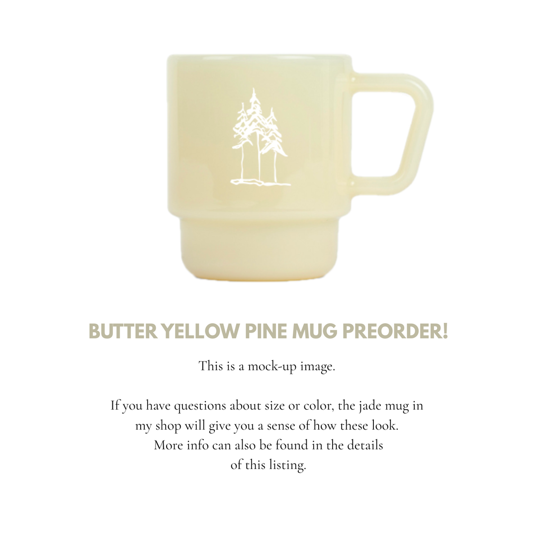 PREORDER Mini Pine Mug 8oz - Butter Yellow